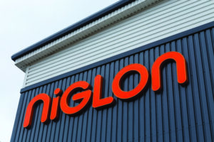 Niglon front of building sign